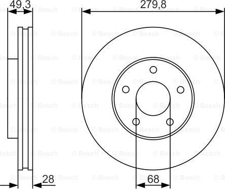 BOSCH 0 986 479 R90 - Тормозной диск unicars.by