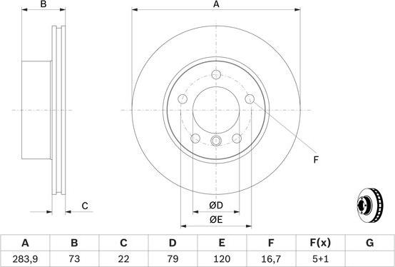 BOSCH 0 986 479 W60 - Тормозной диск unicars.by