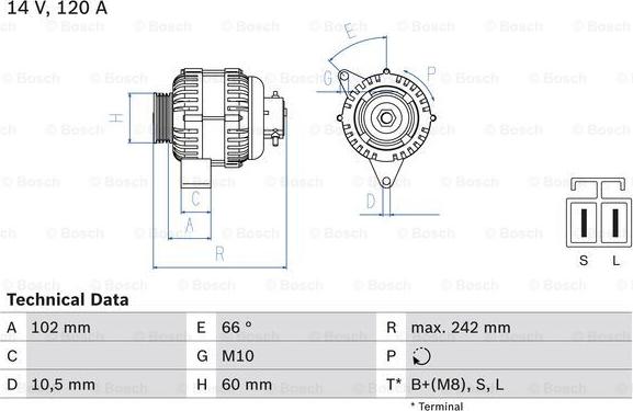 BOSCH 0 986 049 550 - Генератор unicars.by