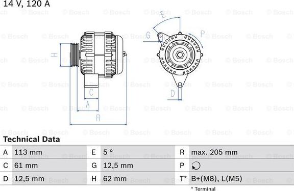 BOSCH 0 986 049 530 - Генератор unicars.by