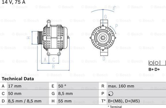 BOSCH 0 986 049 081 - Генератор unicars.by