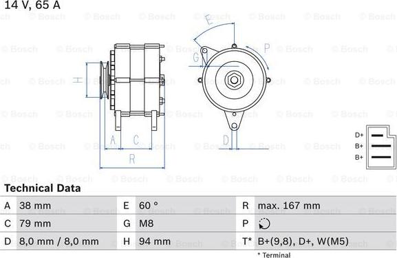 BOSCH 0 986 044 591 - Генератор unicars.by