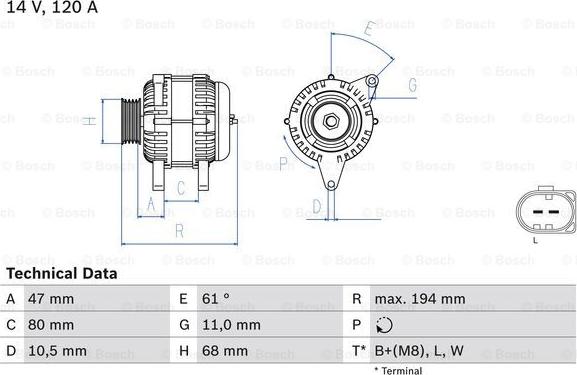 BOSCH 0 986 044 890 - Генератор unicars.by