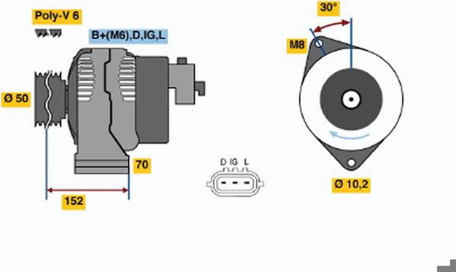 BOSCH 0986044731 - Генератор unicars.by