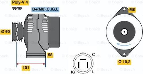 BOSCH 0 986 045 911 - Генератор unicars.by