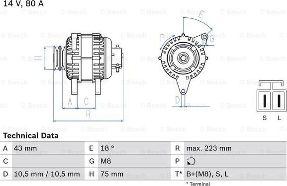 BOSCH 0 986 045 601 - Генератор unicars.by