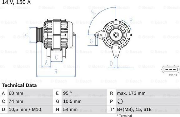 BOSCH 0 986 045 031 - Генератор unicars.by