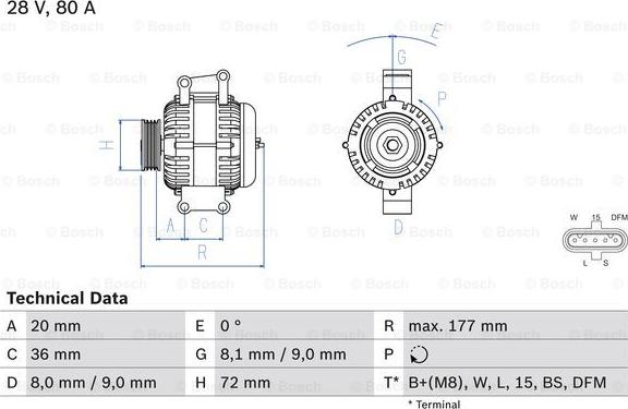 BOSCH 0 986 046 580 - Генератор unicars.by