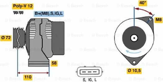 BOSCH 0 986 046 040 - Генератор unicars.by