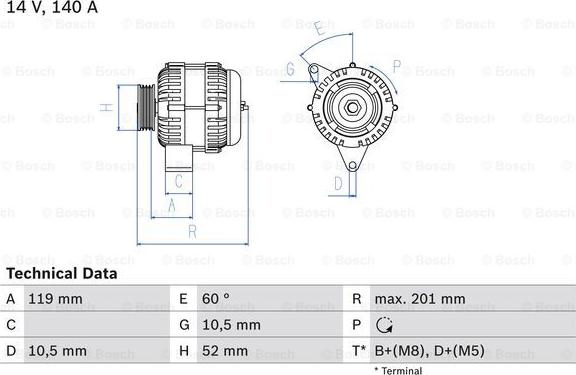 BOSCH 0 986 046 190 - Генератор unicars.by