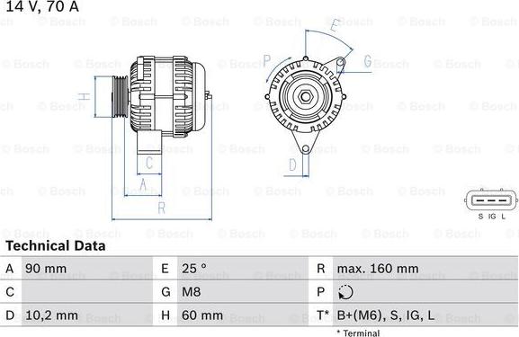 BOSCH 0 986 040 461 - Генератор unicars.by