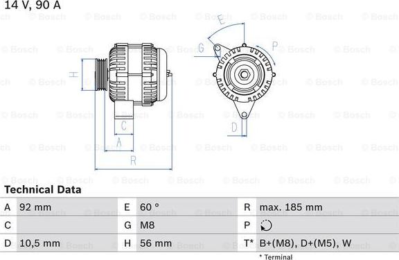 BOSCH 0 986 040 180 - Генератор unicars.by