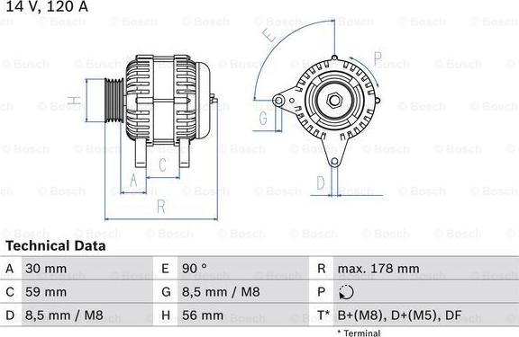 BOSCH 0 986 040 350 - Генератор unicars.by