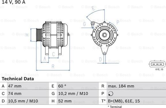 BOSCH 0 986 041 190 - Генератор unicars.by