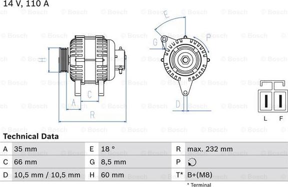 BOSCH 0 986 048 301 - Генератор unicars.by