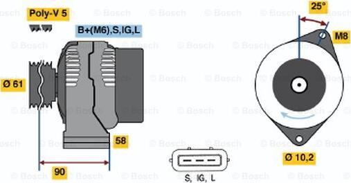 BOSCH 0 986 043 051 - Генератор unicars.by