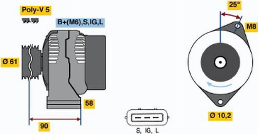 BOSCH 0 986 043 031 - Генератор unicars.by