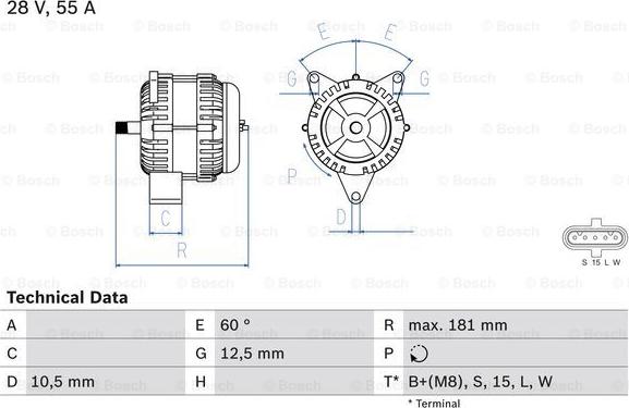 BOSCH 0 986 042 580 - Генератор unicars.by