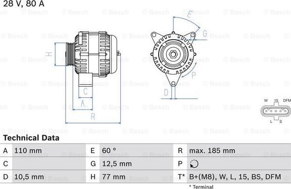 BOSCH 0 986 042 360 - Генератор unicars.by