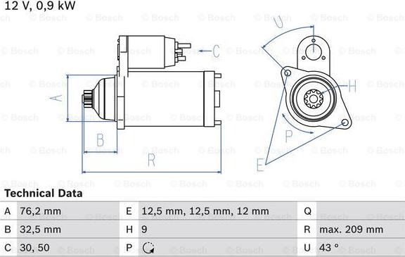 BOSCH 0 986 019 890 - Стартер unicars.by