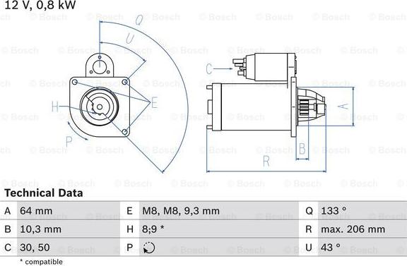 BOSCH 0 986 019 301 - Стартер unicars.by