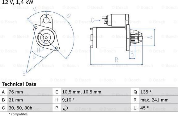 BOSCH 0 986 014 840 - Стартер unicars.by