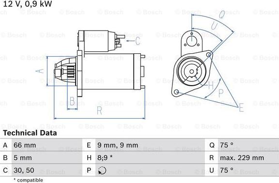 BOSCH 0 986 014 350 - Стартер unicars.by