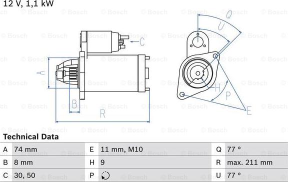 BOSCH 0 986 016 500 - Стартер unicars.by