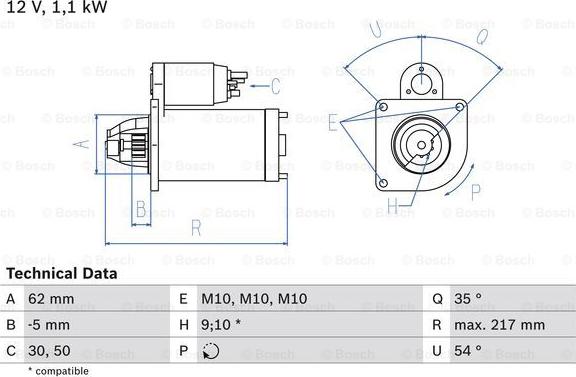 BOSCH 0 986 016 530 - Стартер unicars.by