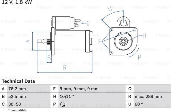 BOSCH 0 986 016 190 - Стартер unicars.by