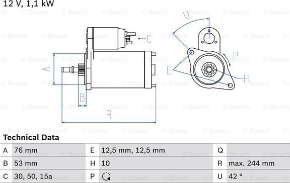 BOSCH 0 986 016 110 - Стартер unicars.by