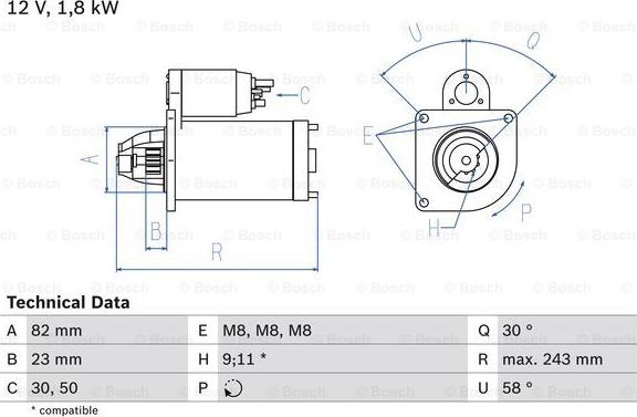 BOSCH 0 986 016 870 - Стартер unicars.by