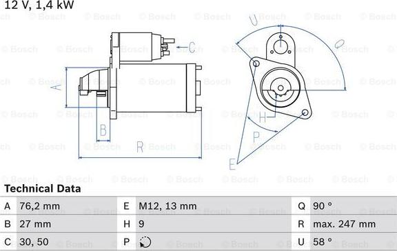 BOSCH 0 986 016 780 - Стартер unicars.by