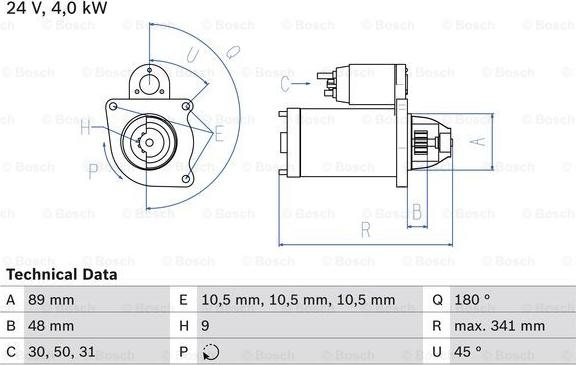 BOSCH 0 986 010 980 - Стартер unicars.by