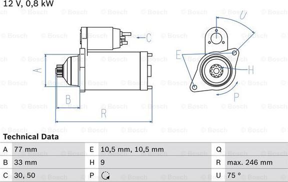 BOSCH 0 986 010 580 - Стартер unicars.by