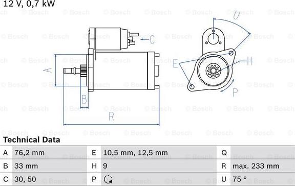 BOSCH 0 986 010 530 - Стартер unicars.by