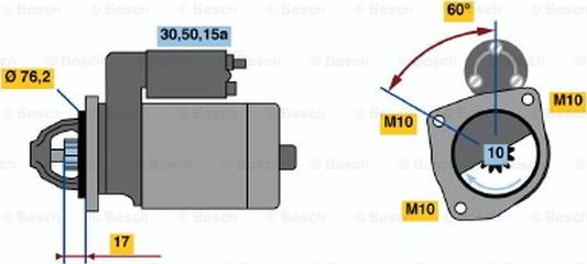 BOSCH 0 986 010 240 - Стартер unicars.by