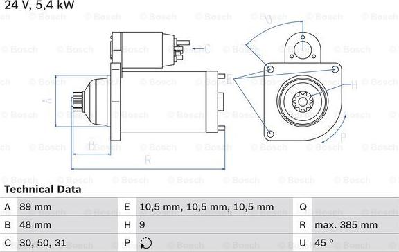 BOSCH 0 986 011 550 - Стартер unicars.by