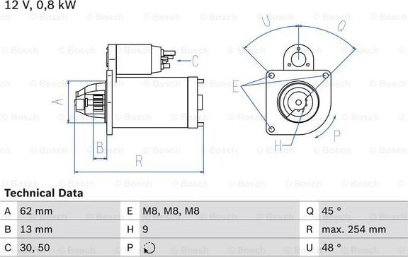 BOSCH 0 986 011 891 - Стартер unicars.by