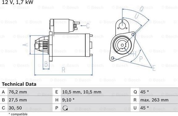 BOSCH 0 986 018 070 - Стартер unicars.by