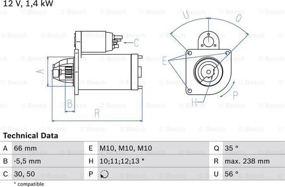 BOSCH 0 986 018 310 - Стартер unicars.by