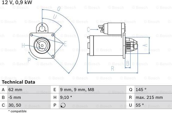 BOSCH 0 986 013 850 - Стартер unicars.by