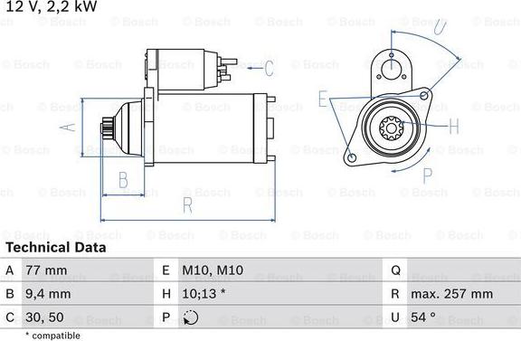 BOSCH 0 986 017 611 - Стартер unicars.by