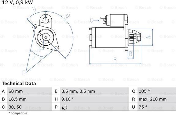 BOSCH 0 986 017 120 - Стартер unicars.by