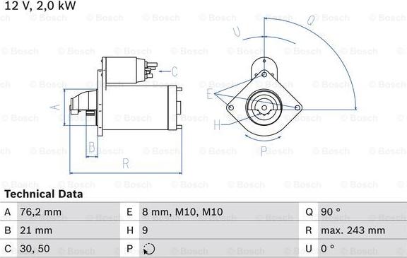 BOSCH 0 986 017 300 - Стартер unicars.by