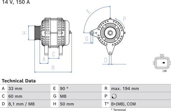 BOSCH 0 986 084 690 - Генератор unicars.by