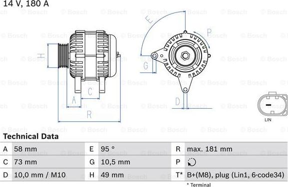 BOSCH 0 986 084 630 - Генератор unicars.by