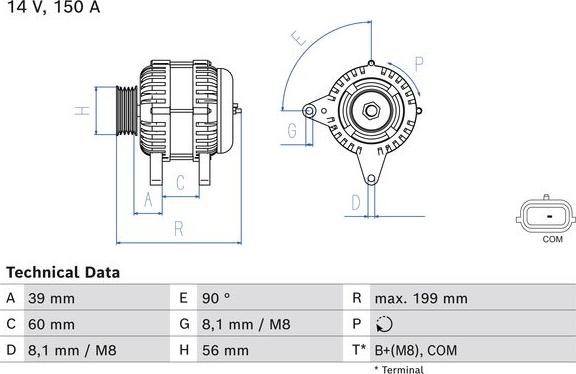 BOSCH 0 986 084 070 - Генератор unicars.by