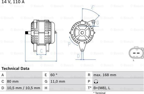 BOSCH 0 986 080 060 - Генератор unicars.by