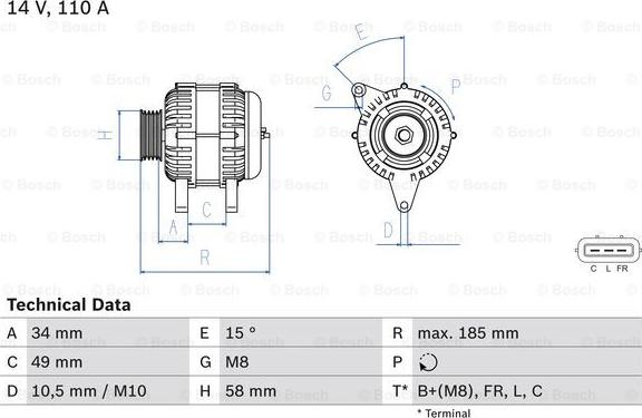 BOSCH 0 986 083 550 - Генератор unicars.by